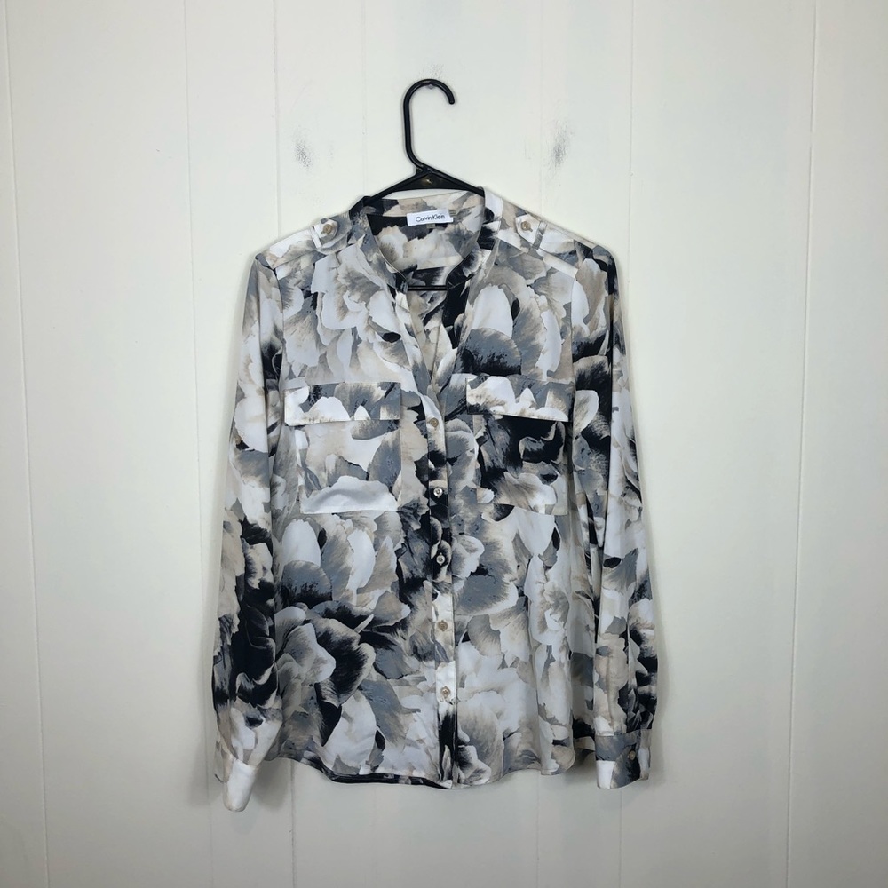 Calvin Klein Floral Print Blouse Sz S